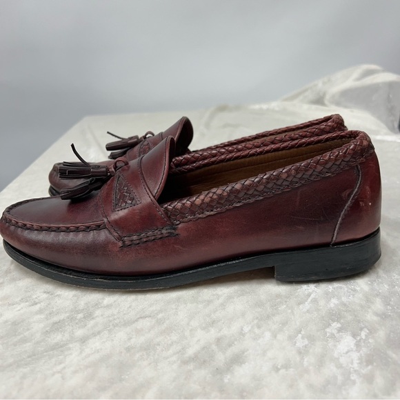 Allen Edmonds Maxfield burgundy Woven Leather Slip On Comfort Tassel Loafers 9 D main image 11